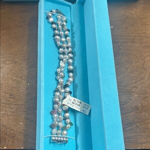 Pearl and sterling silver multi-strand bracelet